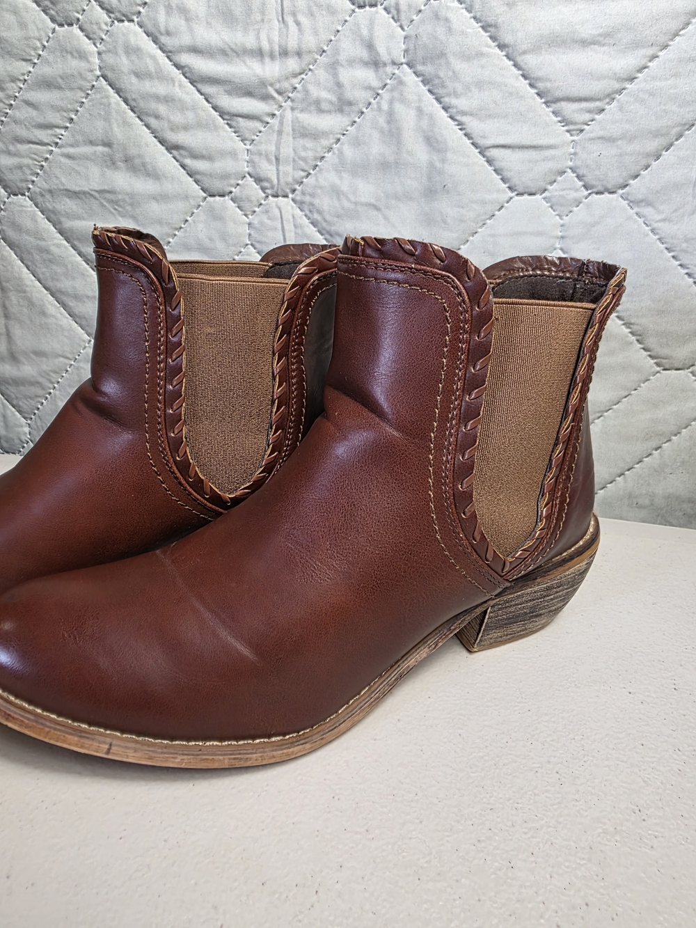 Women's Brown Leather Ankle Booties Sz 9 - Picture 4 of 11